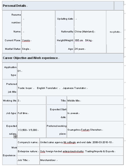 2011英語簡歷模板的新標準格式