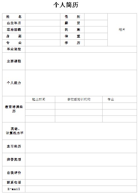 倉管個人簡歷表格