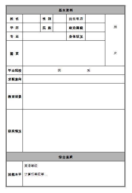 工程設計師個人簡歷表格