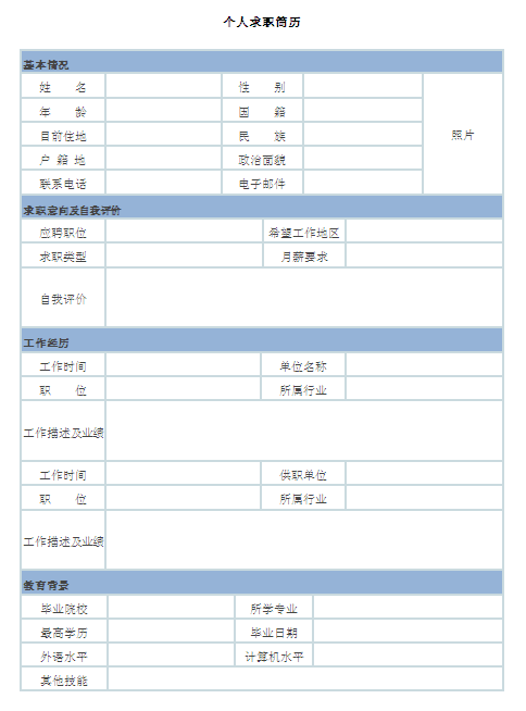 房地產銷售員簡歷表格