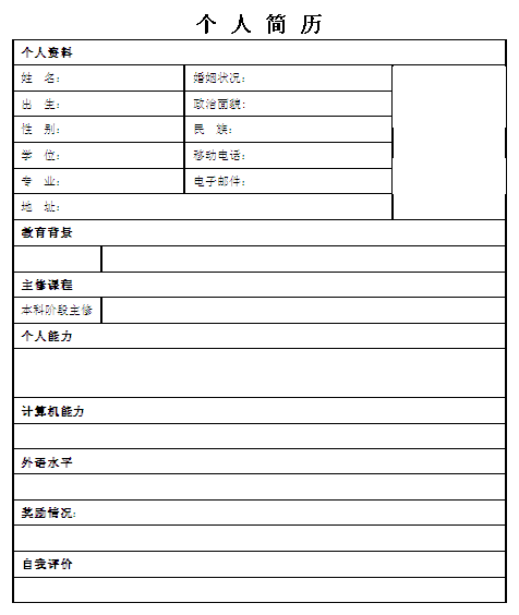 效果圖設計師個人簡歷表格
