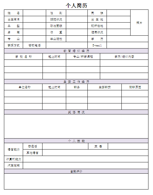 數據分析師個人簡歷表格