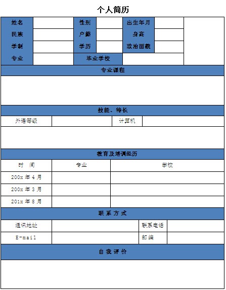 科學教育專業個人簡歷表格
