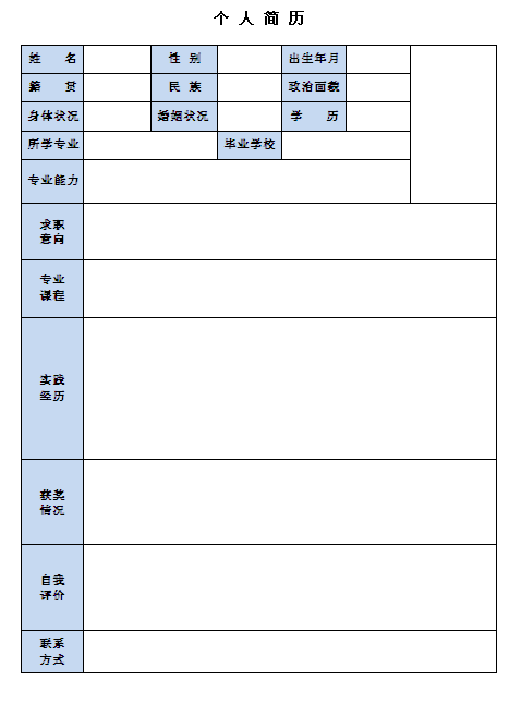 網管員個人簡歷表格