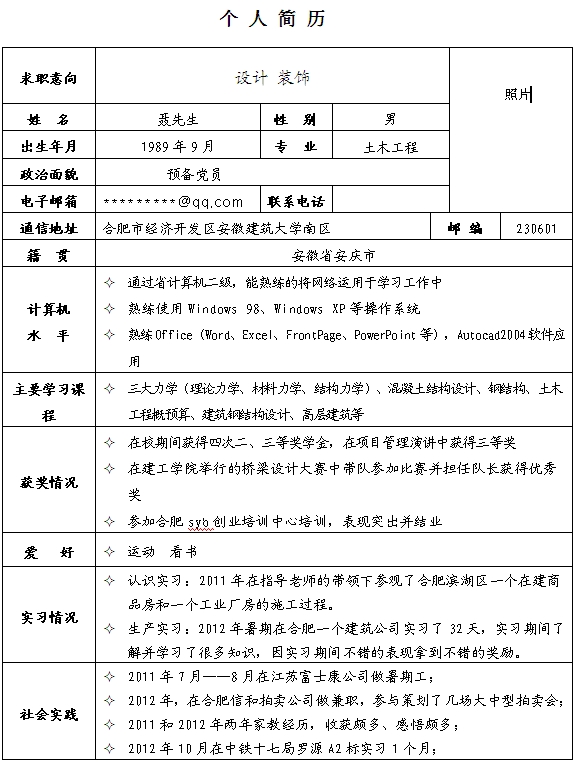 裝飾、設計師個人簡歷模板