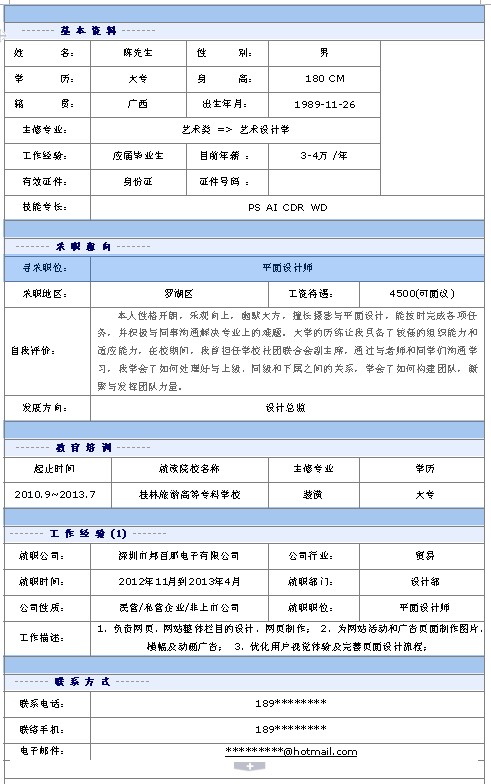 設計總監個人簡歷模板